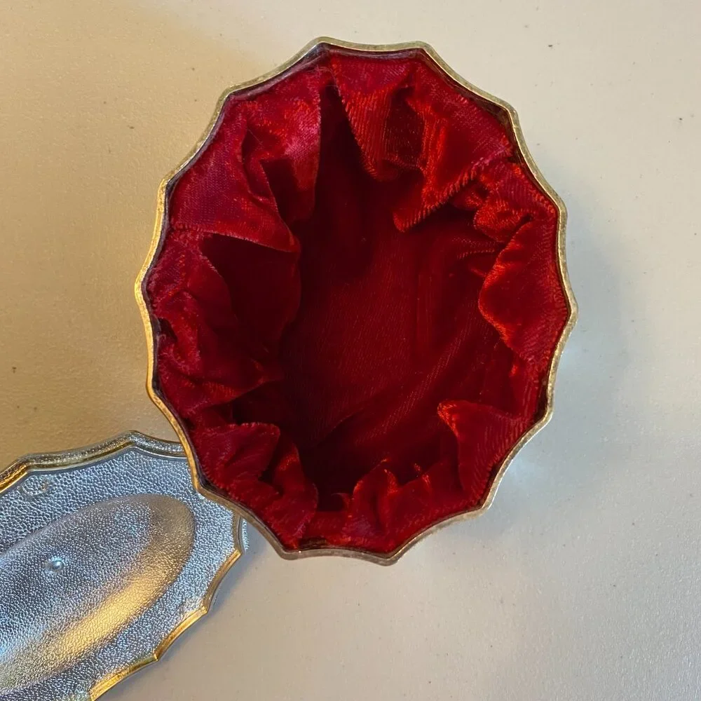 VTG 1991 Godinger Silver Plated Paul Revere Trinket Box with Red Velvet Lining